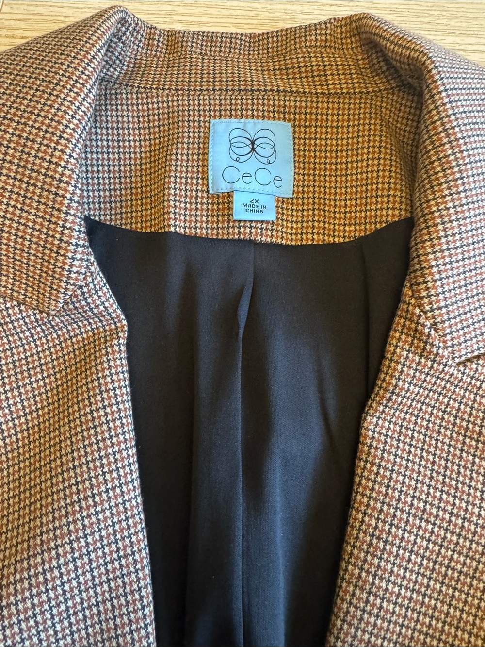 CeCe Houndstooth Jacket in Brown and Black
